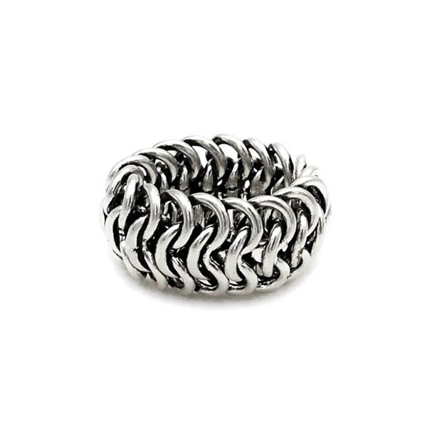 ANELLO FASCIA MORBIDA DOPPIA CATENA ARGENTO 925