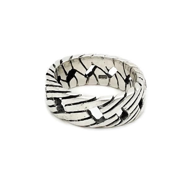 ANELLO FASCIA TEXTURE RIGATA TRAFORATA ARGENTO 925