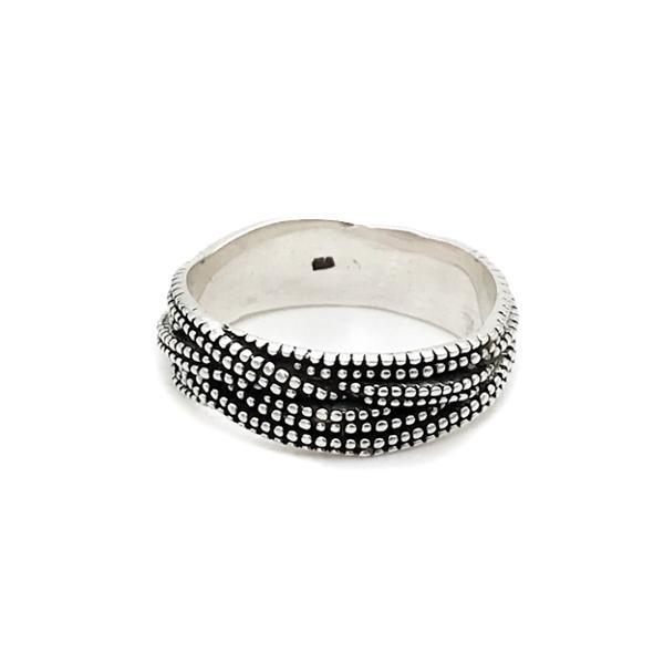 ANELLO FASCIA TRECCIA PUNTINATA ARGENTO 925