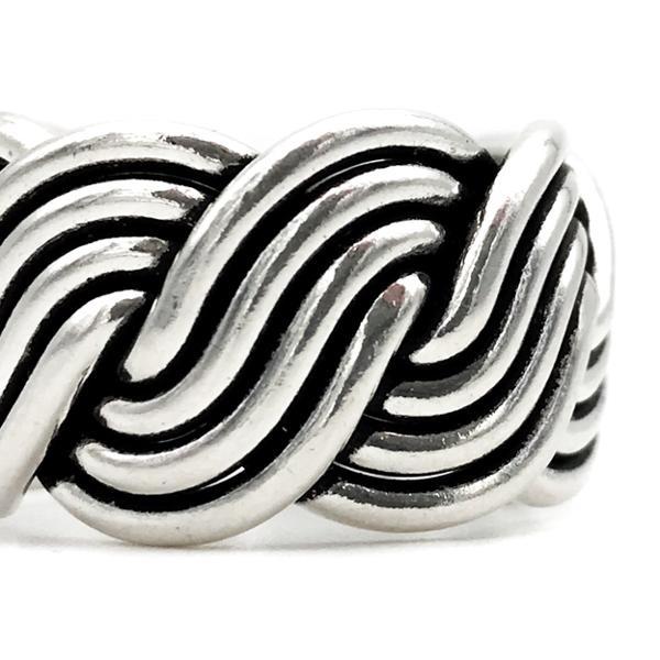 ANELLO FASCIA LARGA REGOLABILE TRECCIA ARGENTO 925