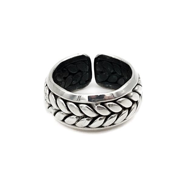 ANELLO FASCIA REGOLABILE TRECCIA SPIGA ARGENTO 925