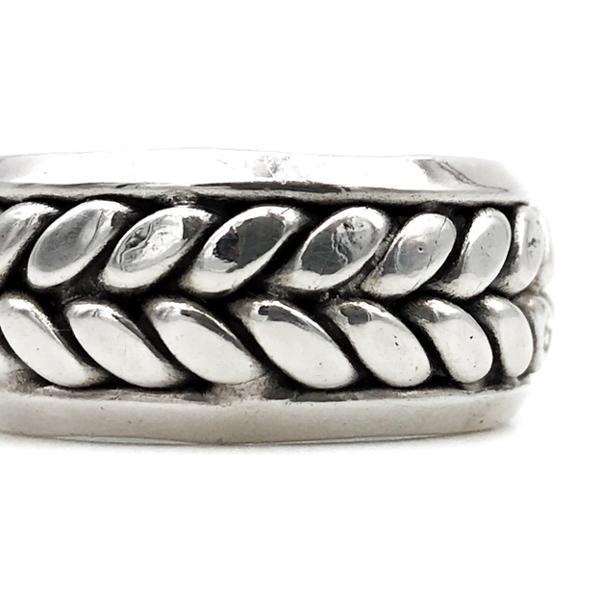 ANELLO FASCIA REGOLABILE TRECCIA SPIGA ARGENTO 925