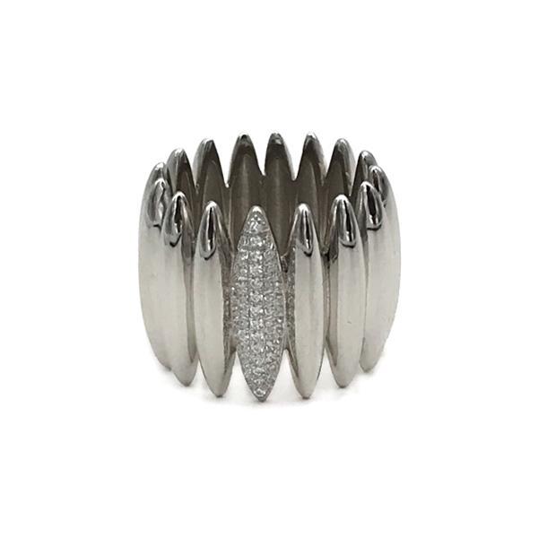 ANELLO FASCIA ALTA ZIRCONI BIANCHI ARGENTO 925