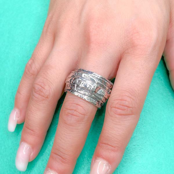 ANELLO FASCIA ALTA LAVORAZIONE MATERICA ARGENTO 925