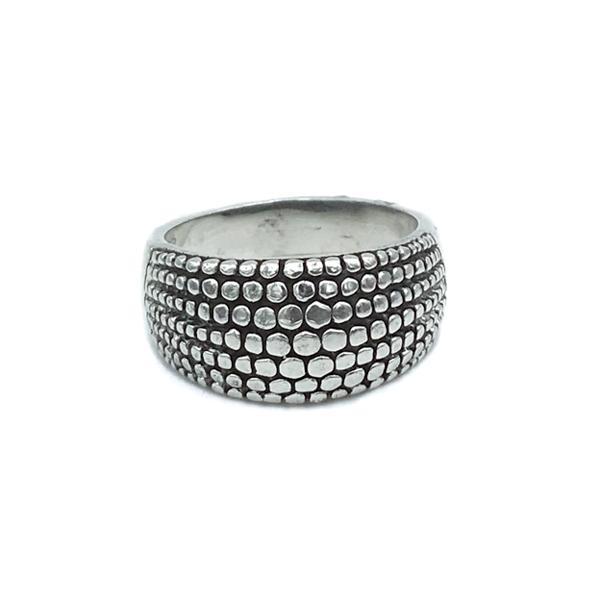 ANELLO FASCIA BOMBATA PUNTINATA ARGENTO 925