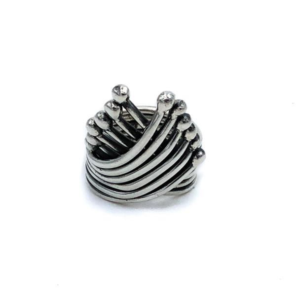 ANELLO FASCIA RIGIDO SEI FILI INTRECCIATI FIOCCO ARGENTO 925