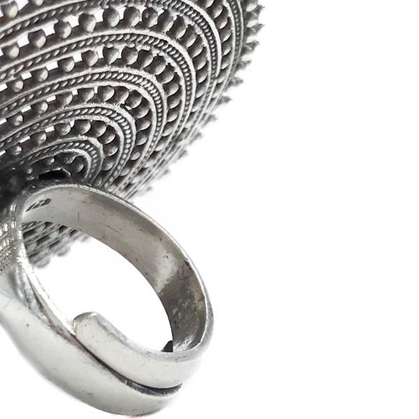 ANELLO SCUDO REGOLABILE MOTIVI GEOMETRICI ARGENTO 925