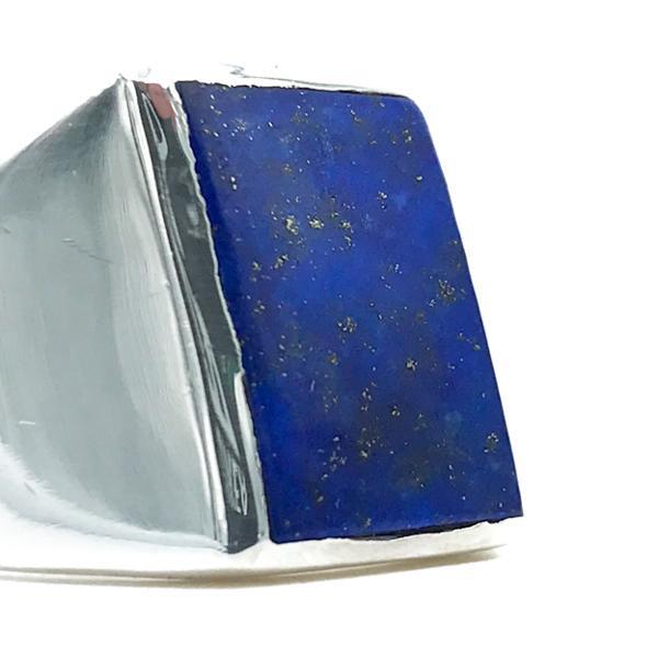 ANELLO CHEVALIER RETTANGOLARE PIERA DI LAPISLAZZULI ARGENTO 925 