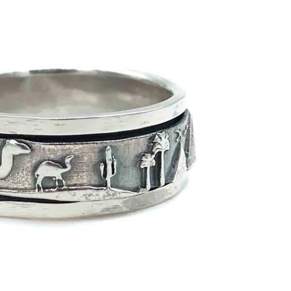 ANELLO FASCIA ANTISTRESS ROTANTE INCISIONI EGITTO ARGENTO 925