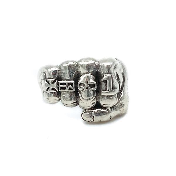 ANELLO PUNK RAFFIGURAZIONE PUGNO ARGENTO 925