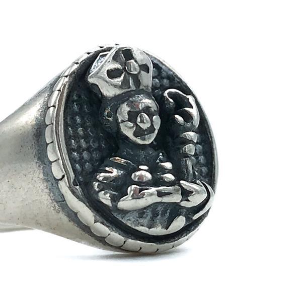 ANELLO CHEVALIER OVALE REGOLABILE PUNTINATO SAN GENNARO ARGENTO 925