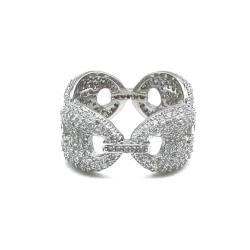 ANELLO FASCIA CATENA ZIRCONATA ARGENTO 925