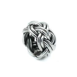 ANELLO FASCIA ALTA REGOLABILE TRECCIA OTTO FILI ARGENTO 925