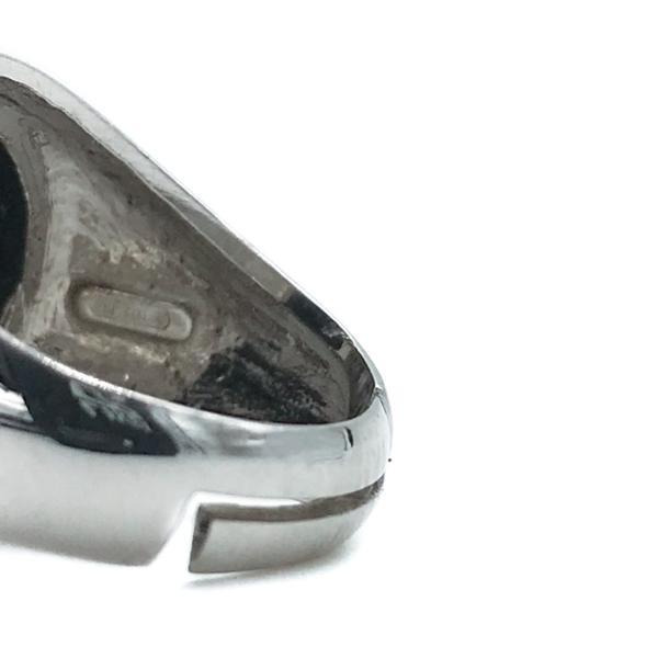 ANELLO CHEVALIER ROTONDO BOMBATO REGOLABILE SMALTATO NERO ARGENTO 925 