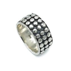 ANELLO FASCIA ALTA PUNTINATA A RILIEVO UNISEX ARGENTO 925