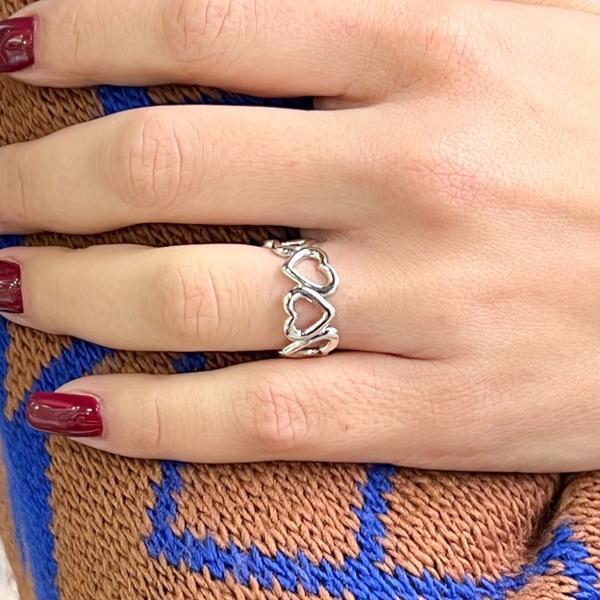 ANELLO LOVE SERIE DI CUORI REGOLABILE ARGENTO 925