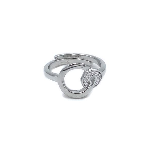 ANELLO CIRCLE DA FALANGE REGOLABILE ZIRCONI BIANCHI ARGENTO 925