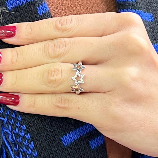 ANELLO STAR SERIE DI STELLE ZIRCONATE ARGENTO 925