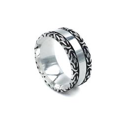 ANELLO FASCIA ETNIC PUNK MAGLIA BOROBUDUR UNISEX IN ARGENTO