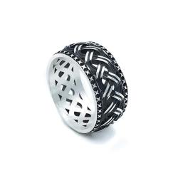 ANELLO FASCIA UNISEX INTRECCIATO ARGENTO 925 