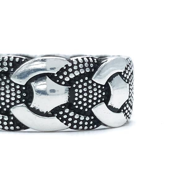 ANELLO FASCIA UNISEX BIKER INTRECCIATA ARGENTO 925