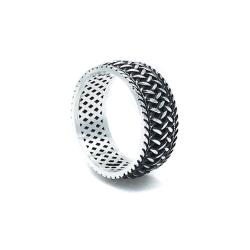 ANELLO FASCIA UNISEX MAGLIA INTRECCIATA ARGENTO 925