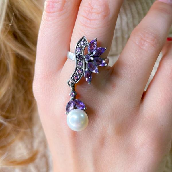 ANELLO FLOWER COOL CHIC CON PAVE AMETISTA ARGENTO 925