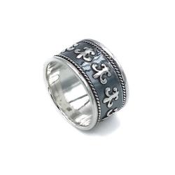ANELLO FASCIA LARGA GIGLI FIORENTINI ARGENTO 925