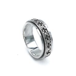 ANELLO FASCIA ANTISTRESS GIREVOLE UNISEX GIGLI FIORENTINI ARGENTO 925