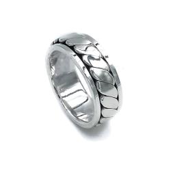 ANELLO FASCIA UNISEX ANTISTRESS GIREVOLE CATENA A ESSE ARGENTO 925