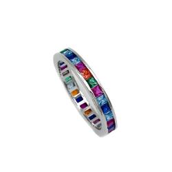 ANELLO ETERNITY ZIRCONI CUBICI MULTICOLOR VERETTA ARGENTO 925