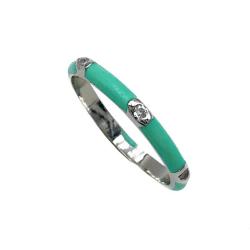 ANELLO ETERNITY ZIRCONI BIANCHI SMALTATO TURCHESE VERETTA ARGENTO 925