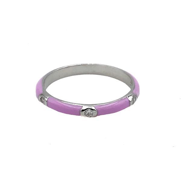 ANELLO ETERNITY ZIRCONI BIANCHI SMALTATO ROSA VERETTA ARGENTO 925
