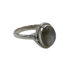 ANELLO ETNIC OVALE PIETRA NATURALE LABRADORITE ARGENTO 925