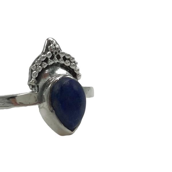 ANELLO ETNICO PUNTINATO GOCCIA PIETRA NATURALE  LAPISLAZZULI ARGENTO 925 