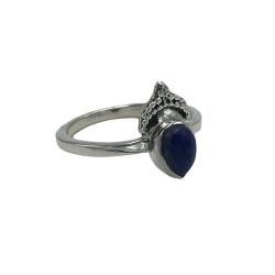 ANELLO ETNICO PUNTINATO GOCCIA PIETRA NATURALE  LAPISLAZZULI ARGENTO 925 