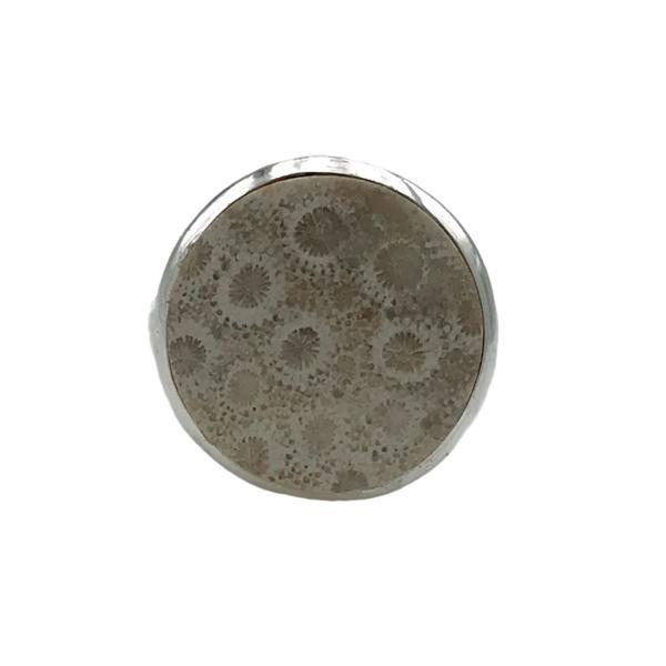 ANELLO MINIMAL ROTONDO PIETRA NATURALE AGATA CRISANTEMO REGOLABILE ARGENTO 925 