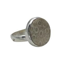 ANELLO MINIMAL ROTONDO PIETRA NATURALE AGATA CRISANTEMO REGOLABILE ARGENTO 925 