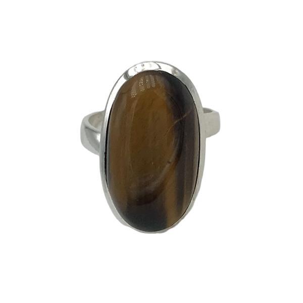 ANELLO MINIMAL NEPALESE REGOLABILE OCCHIO DI TIGRE ARGENTO 925 
