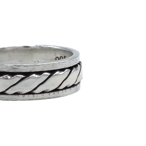 ANELLO FASCIA UNISEX ANTISTRESS GIREVOLE MOTIVO CORDA ARGENTO 925