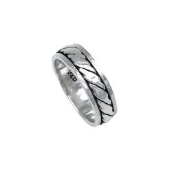 ANELLO FASCIA UNISEX ANTISTRESS GIREVOLE MOTIVO CORDA ARGENTO 925
