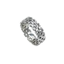 ANELLO BRICK WALL MURO MATTONCINI INTAGLIATO UNISEX ARGENTO 925