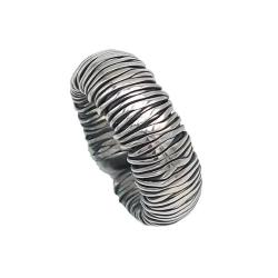 ANELLO FASCIA BOMBATA FILO UNICO BRUNITO SIMBOLO LEGAME UNISEX ARGENTO 925 