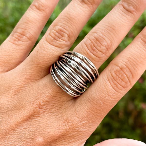 ANELLO FASCIA UN UNICO FILO AVVOLGENTE FILO DELLA VITA ARGENTO 925 