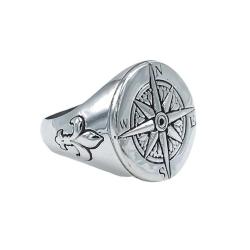 ANELLO CHEVALIER ROSA DEI VENTI GIGLI FIORENTINI UNISEX ARGENTO 925 