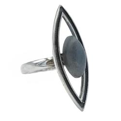 ANELLO ETNICO MINIMAL ELLITTICO PIETRA LABRADORITE ARGENTO 925