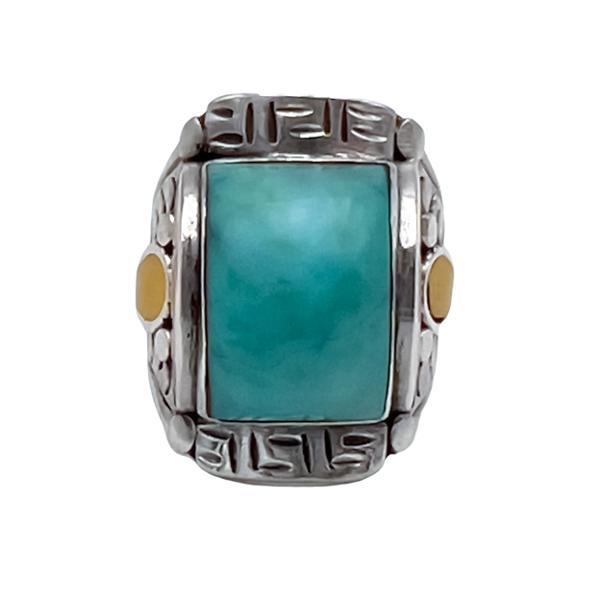 ANELLO SELLA TIBETANO CORALLO TURCHESE E COPPALE ARGENTO 925