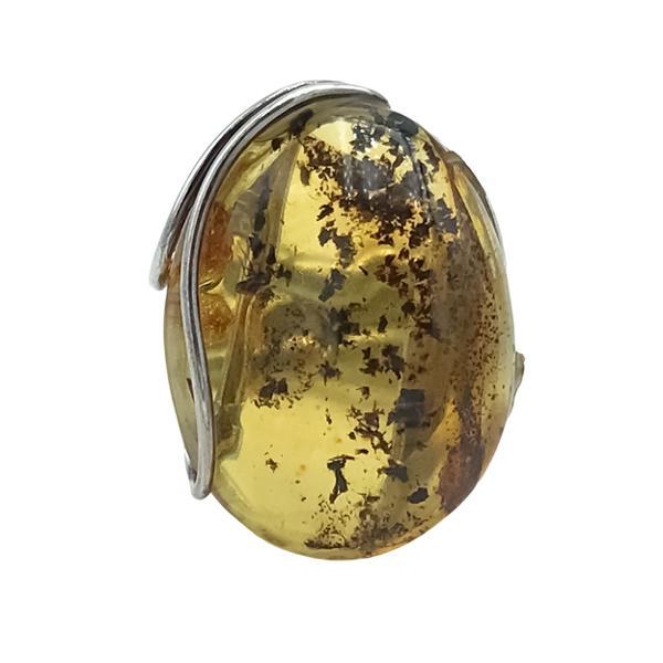ANELLO REGOLABILE FREE AMBER GEMMA AMBRA NATURALE ARGENTO 925