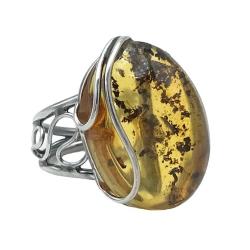 ANELLO REGOLABILE FREE AMBER GEMMA AMBRA NATURALE ARGENTO 925