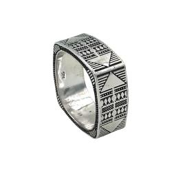 ANELLO DYNAMIC UNISEX QUADRATO INCISO PUNTINATO ARGENTO 925